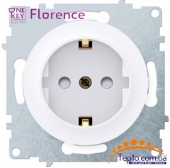 Розетка Florence c заземлением и шторками белая