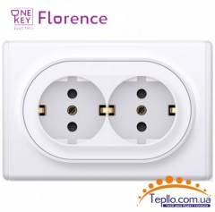 Двойная розетка Florence c заземлением белая