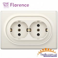 Двойная розетка Florence c заземлением бежевая