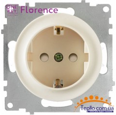 Розетка Florence c заземлением и шторками бежевая