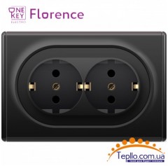 Двойная розетка Florence c заземлением черная