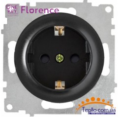 Розетка Florence c заземлением и шторками черная