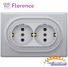 Двойная розетка Florence c заземлением серая