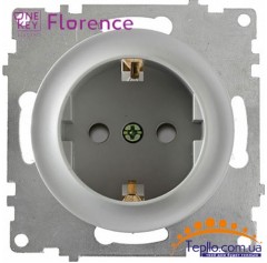 Розетка Florence c заземлением и шторками серая