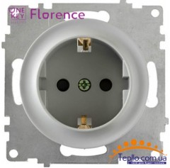 Розетка Florence c заземлением серая