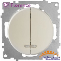 Выключатель двойной с подсветкой Florence бежевый