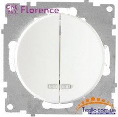 Выключатель двойной с подсветкой Florence белый