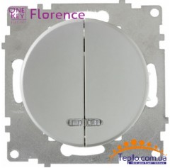 Выключатель двойной с подсветкой Florence серый